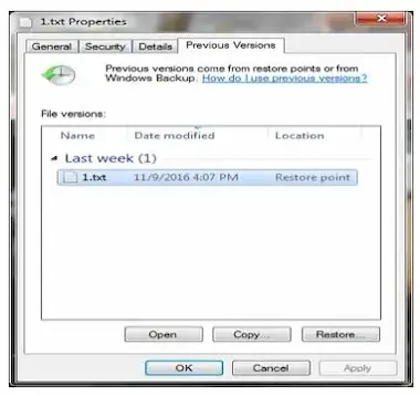برگرداندن فایل های پاک شده در ویندوز 7